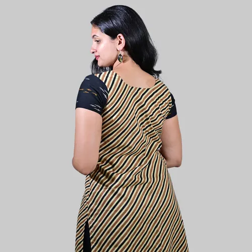 Ikkat with stripe kurti